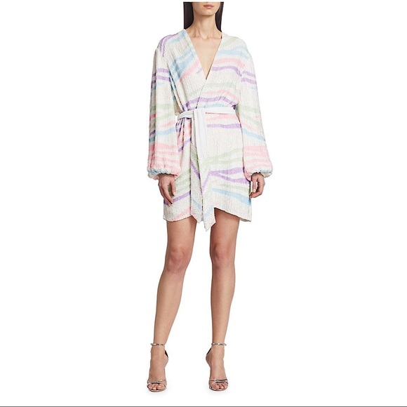 Retrofete Gabrielle Robe Sequin Dress in Rainbow Zebra sz S